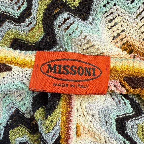 MISSONI COLORFUL SIGNATURE ZIG ZAG PRINT LONG SLEEVE CAFTAN COVER UP TOP DRESS - Picture 6 of 8